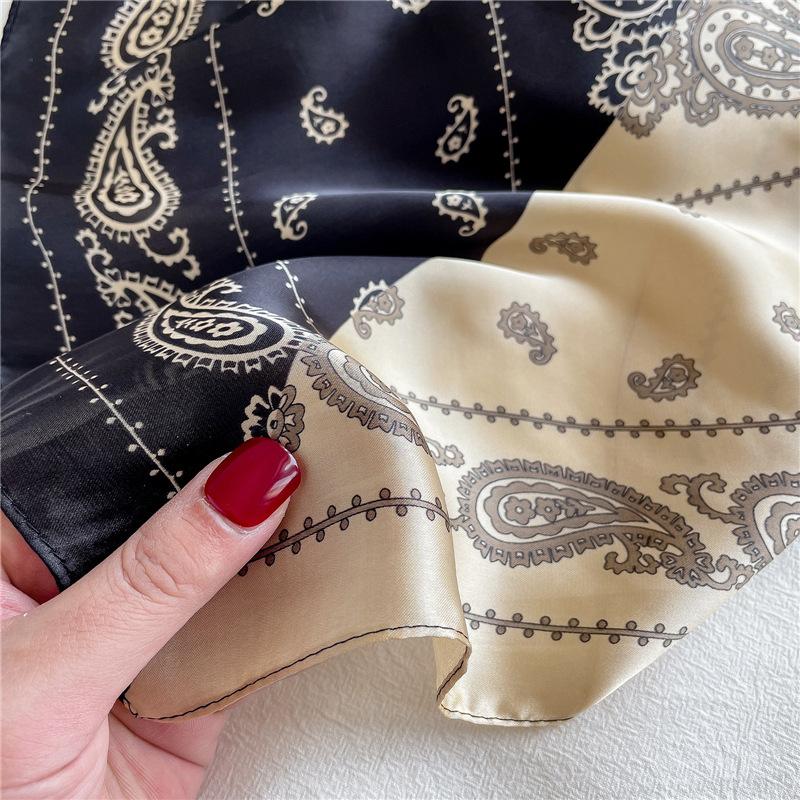 2024 New Paisley Print Small Square Scarf Simulated Silk Thin Neck Scarf Mature Style Sunscreen Headscarf For Women