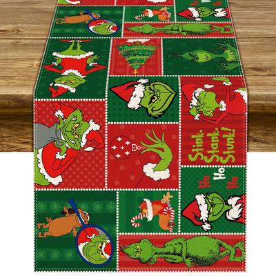 Weihnachtstischdecke für Familienfeier/Weihnachtsessen-Tischdeko-Tuch mit Weihnachtselementen