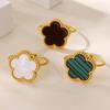 Eleganti Anelli Trifoglio a Cinque Fogli per Donna 3 Colori Acciaio Inossidabile Placcato Oro Anello Trifoglio per Uso Quotidiano e Accessori per Feste