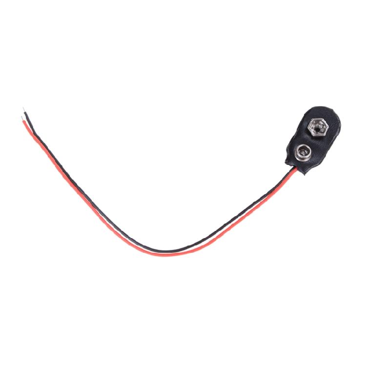 10 Pack 9V Battery Clip I Type Faux Leather Black Red Wires Leads Length 5.9"