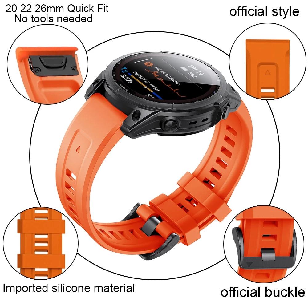 QuickFit 22mm Straps For Garmin Approach S70 47mm S60 S62 Epix Pro Watch Band Silicone Bracelet For Forerunner 935 945 955 Strap