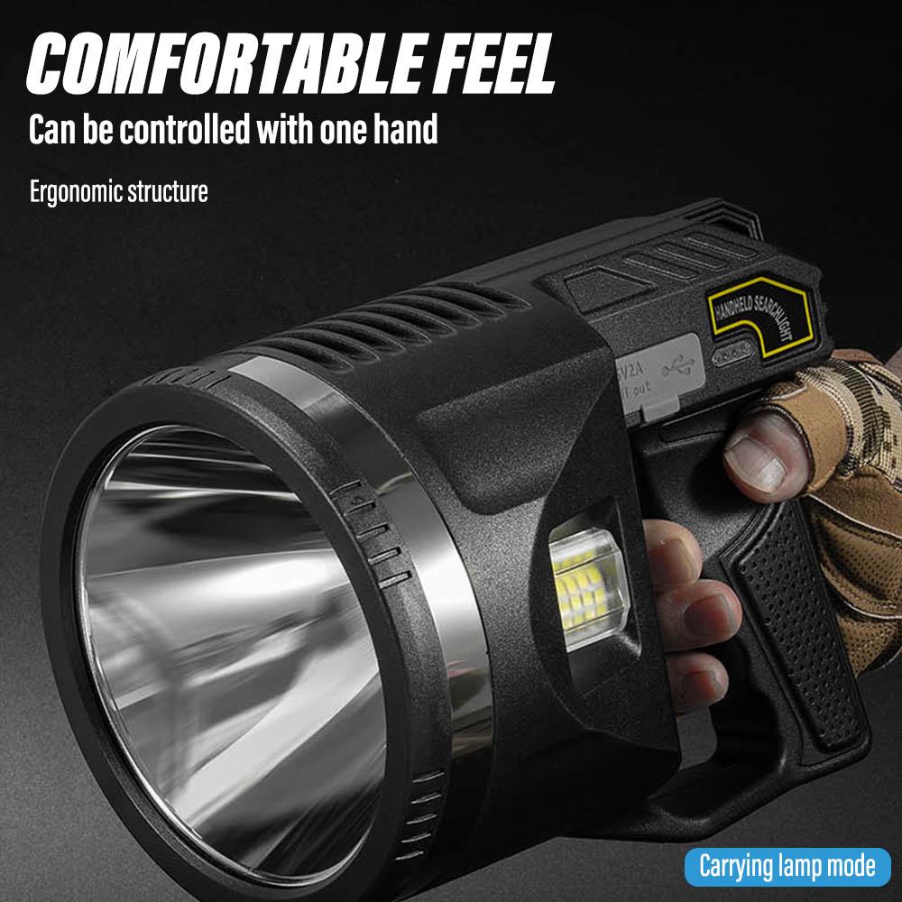 High Power LED Flashlight, Rechargeable Searchlight, Using P50 Lamp Core, with Side Light,Handheld