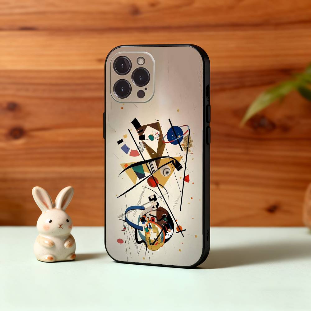 W-Wassily K-Kandinsky Art Phone Case For iPhone17,16,15,14,13,12Plus,Pro Max,XS,5G Soft Silicone Black Cover