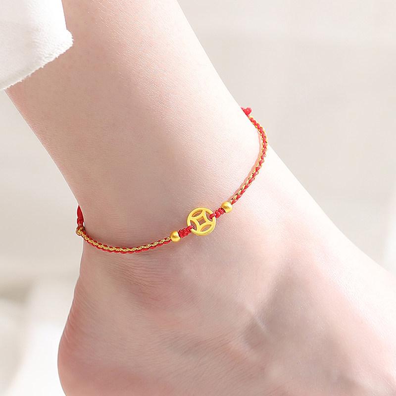 999 Pure Gold Red String Women s Zodiac Charm Anklet/Bracelet - Lucky Valentine s Day/Birthday Gift With Certificate and Gift Box