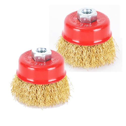 NABESHI Disc Grinder Wire Brush, Cup Wire Brush Attachment with Hex Shank for Rust Removal and Paint Stripping (2 Pieces, 65mm)