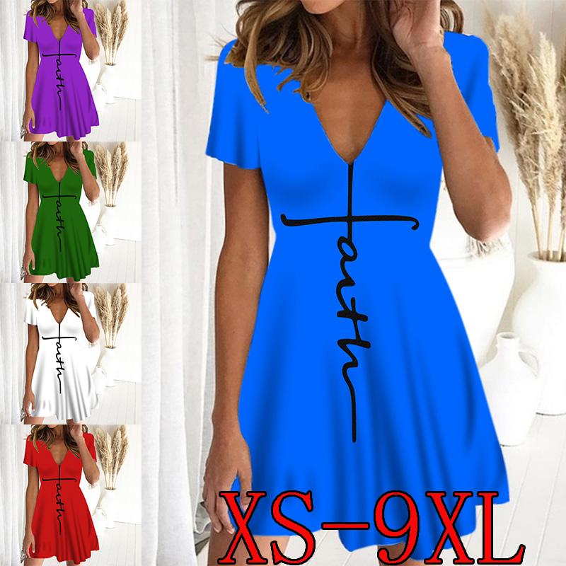 Buy Women's New VNeck Short Sleeve Dress Fashion Casual Dress Summer