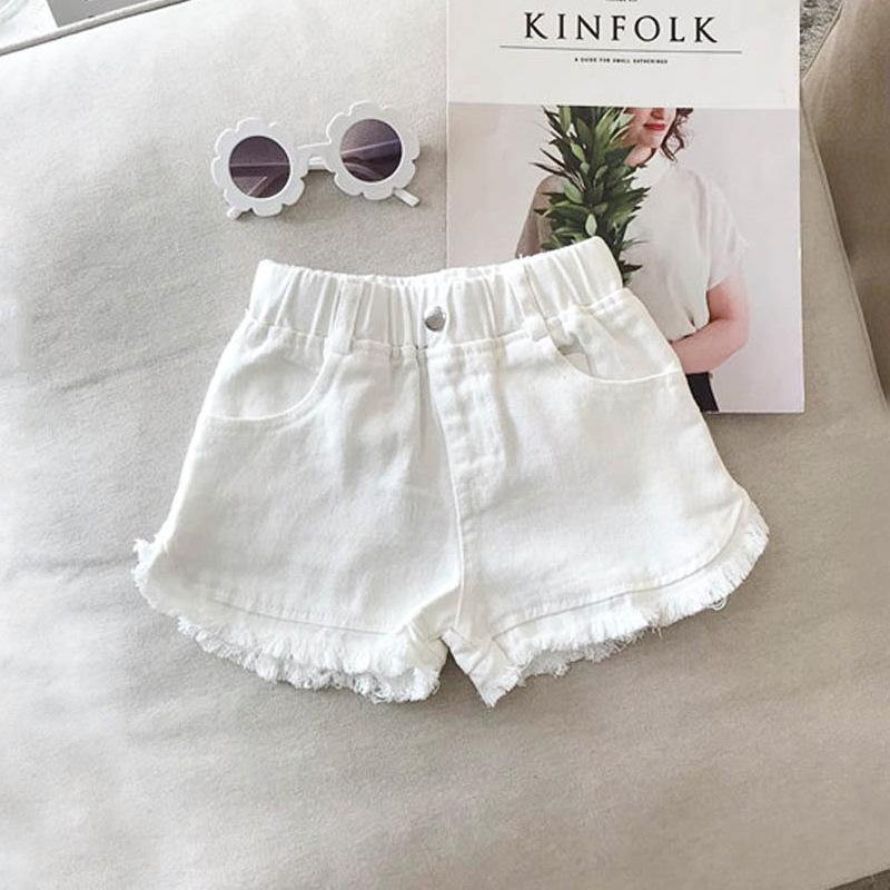Summer New Children Clothing Solid Color Baby Girls Pants Casual White Jeans Shorts Kids Toddler Jeans Shorts
