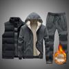 Männer Set Marke Trainingsanzug Gefüttert Starke Mit Kapuze Sweatshirt Sportswear 3 stücke Sets Männlichen Winter Warme Oberbekleidung