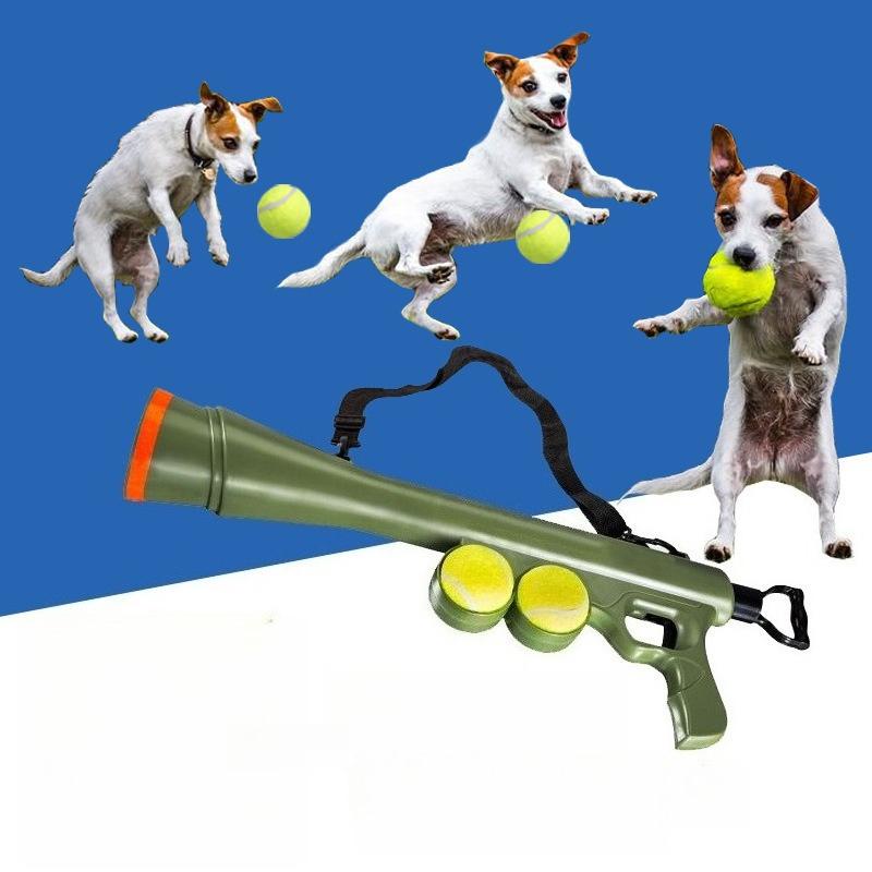 Giocattolo per cane da compagnia, pistola lancia-palline per addestramento cane, lanciatore di palline, giocattolo educativo interattivo per esterni per animali domestici, lancio palline da tennis