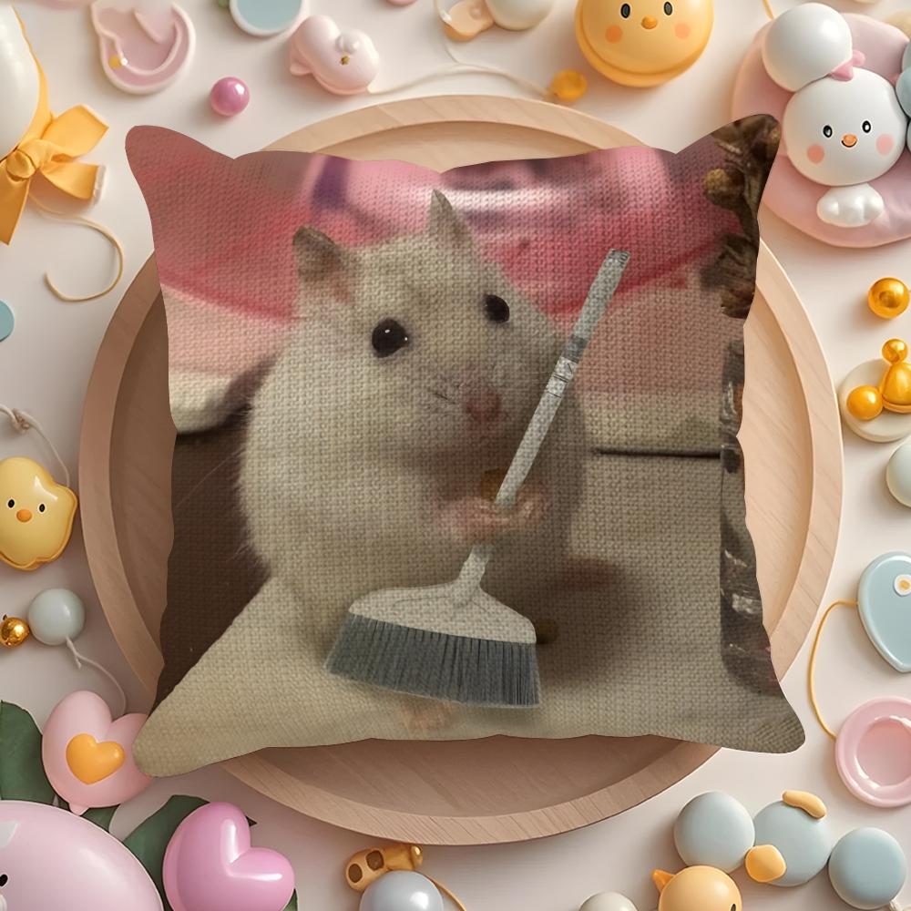 Funny Hamster Meme Cute Fun Party Pillow Case Sofa Living Room Bedroom Headboard Backrest Cushion Square Cushion