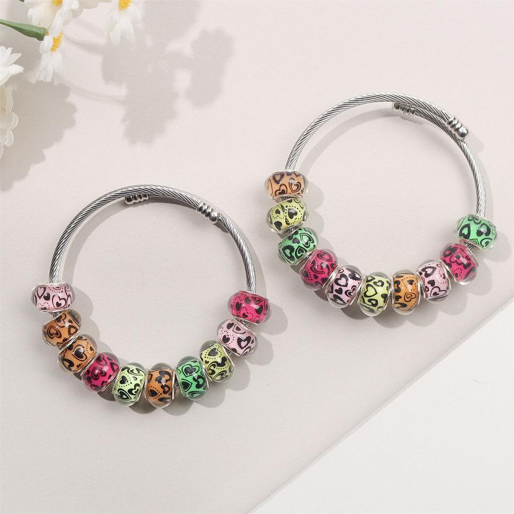 30/50/100pcs Large Hole European Colored Love Resin Beads European Pendant Bracelet Necklace DIY Bracelet Necklace Pen Jewelry Making