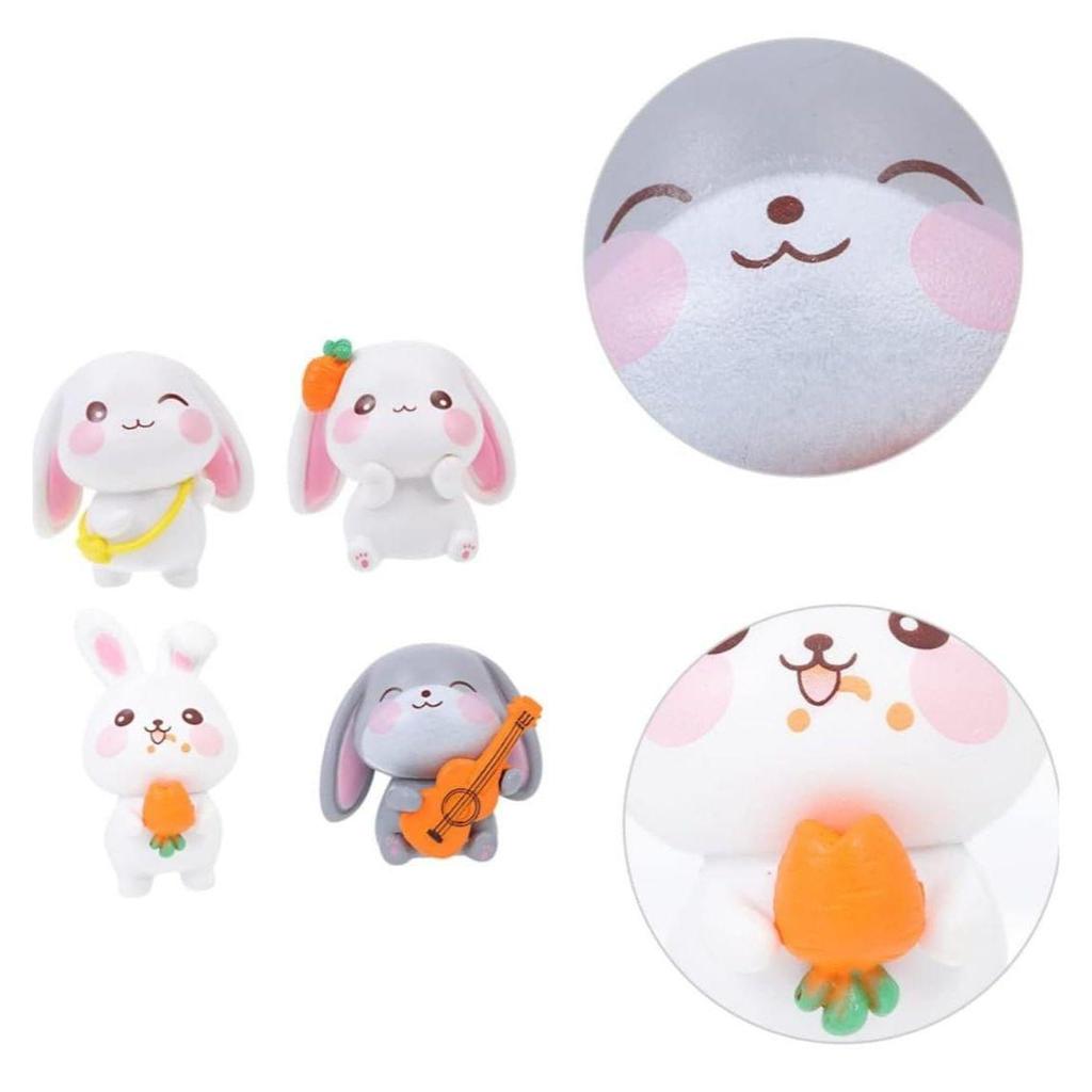 4 Stück Kaninchen Miniatur Dekoartikel Set für Einzigartiges Geschenk, Zuhause, Wohnzimmer, Büro, Restaurantdeko, Ausstellungsstück, Perfekte Valentinstagsdeko