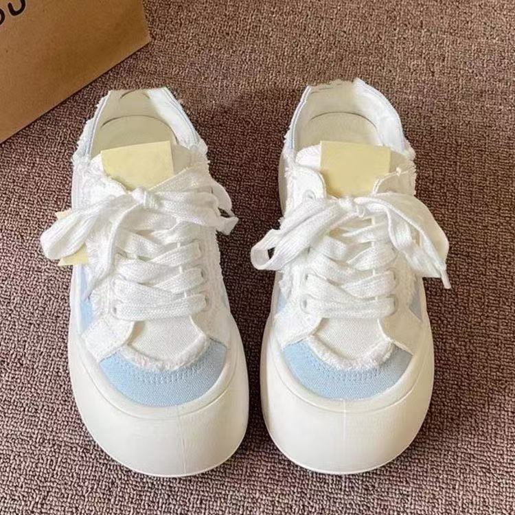 Summer two-wear canvas shoes new thick baseplate shoes thin breathable bread