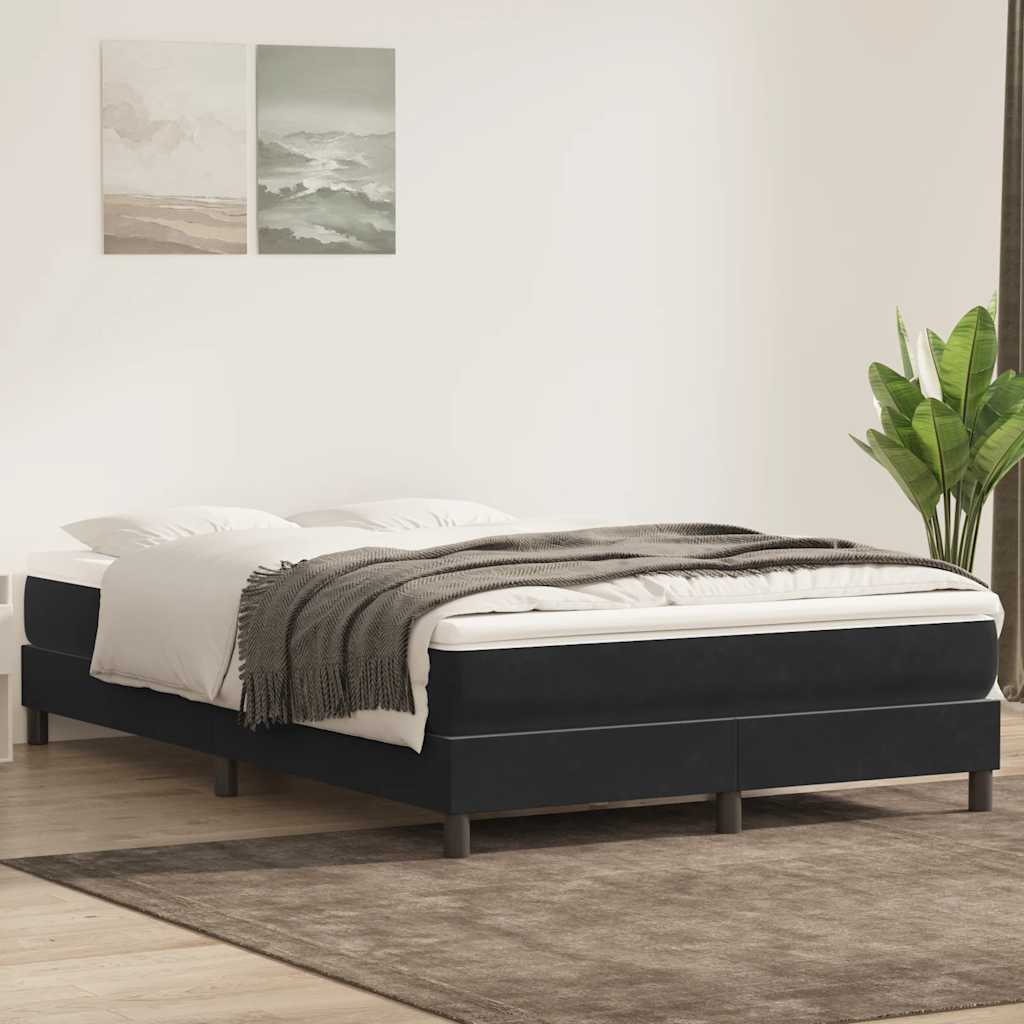 Łóżko Box Spring Bez Materaca Czarne 140X220 Cm Aksamit