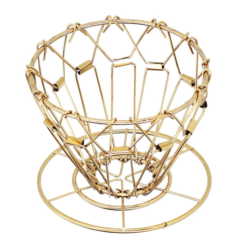 Coffee Filter Stand DripType 3Holes Foldable Stainless Steel CakeType Coffee Filter Holder(Gold )
