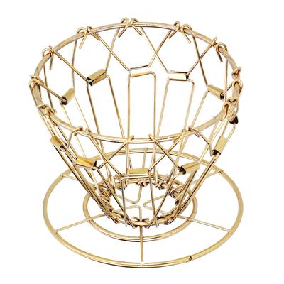 Coffee Filter Stand DripType 3Holes Foldable Stainless Steel CakeType Coffee Filter Holder(Gold )