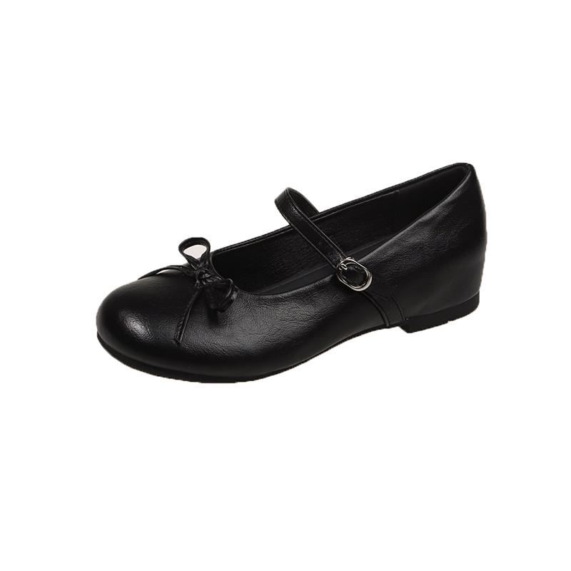 Elegant Women Shoes 2025 Mary Janes Women's Flats Daily Dress Ladies Bow Tie Shallow Buckle Strap Soft Bottom Outdoor Flat Pumps