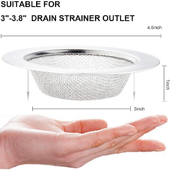 LASSHSWA 2 Pcs Kitchen Sink Strainer Stainless Steel, Mesh and Punching, Kitchen Sink Drain Strainer, Sink Strainers with Large Wide Rim 4.5"
