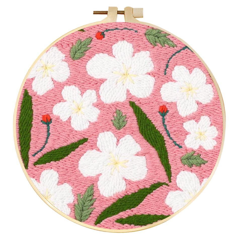 Floral Pattern DIY Punch Needle Embroidery Kit with Yarn Starter Kit Poking Cross Stitch Tools For Knitting Magic Tufting Set