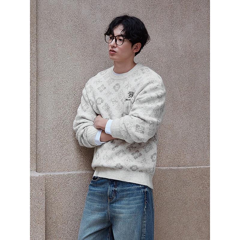 GXG Men's Mahjong Jacquard Velvet-Touch Pullover Sweater