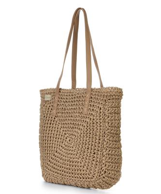 The-Abon Beach Big Square Sturdy Shoulder Bag Beige