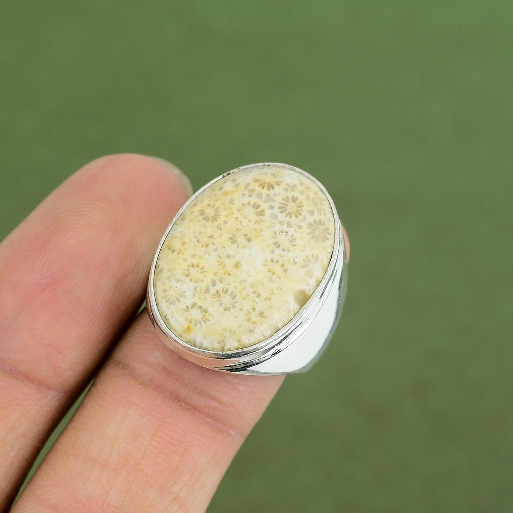 Fossil Coral Ring 925 Sterling Silver Ring Genuine Gemstone Ring Handmade Boho Jewelry Antique Ring Anniversary Gifts Available In Ring Size