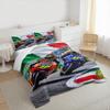 3 Piece Bedding Set with Duvet Cover and 2 Pillowcases - Valentino Rossi 46 Dual Bikes Italian Flag Print - Blue Orange Track Decor