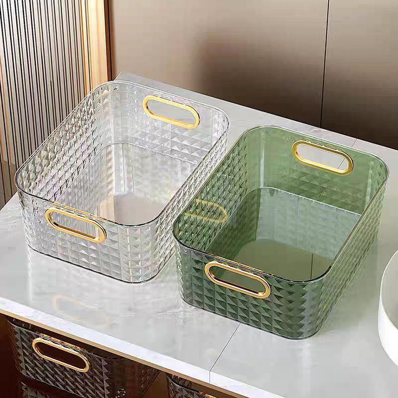 Transparent Storage Box Cosmetic Box Storage Container Plastic Storage Box Clear Drawer With Handle Stackable