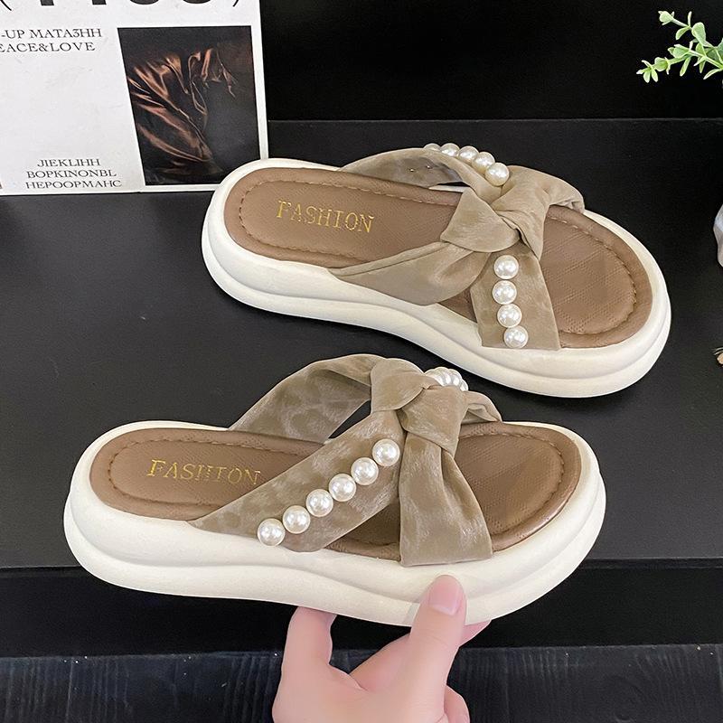 

Новые тапочки в китайском стиле женские летние 2025 новые тапочки на платформе-маффине с перемычкой, красивые праздничные сандалии 40 серый