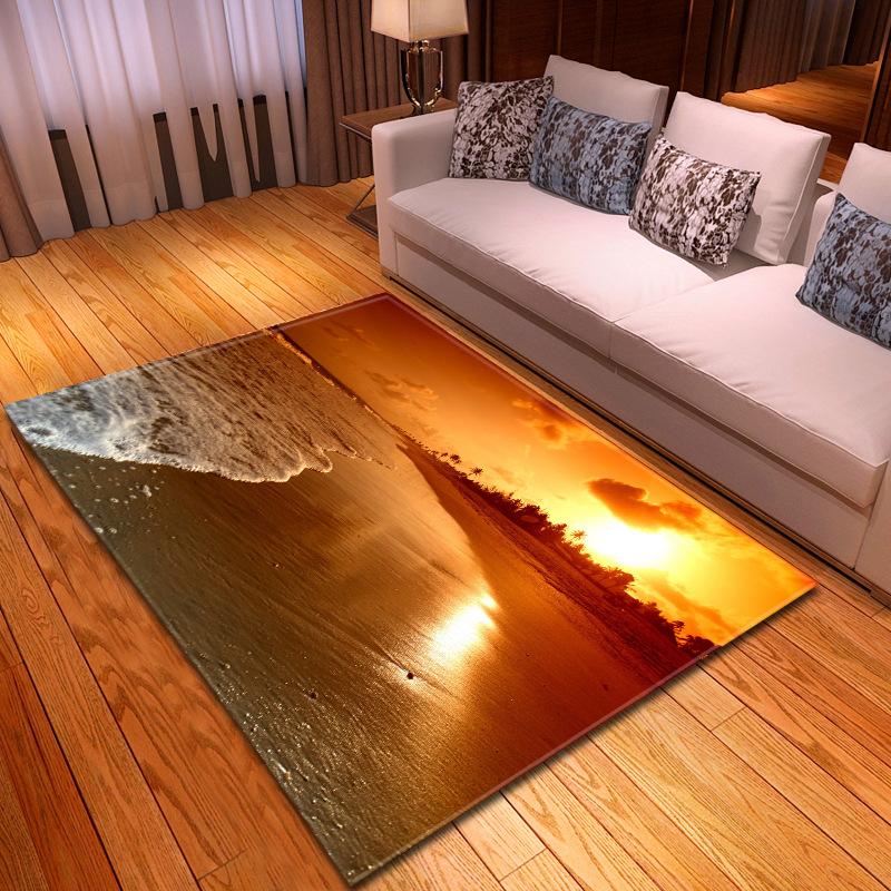Beach Concept Landscape Living Room Carpet Bedroom Dining Room Floor Mat Pattern Size