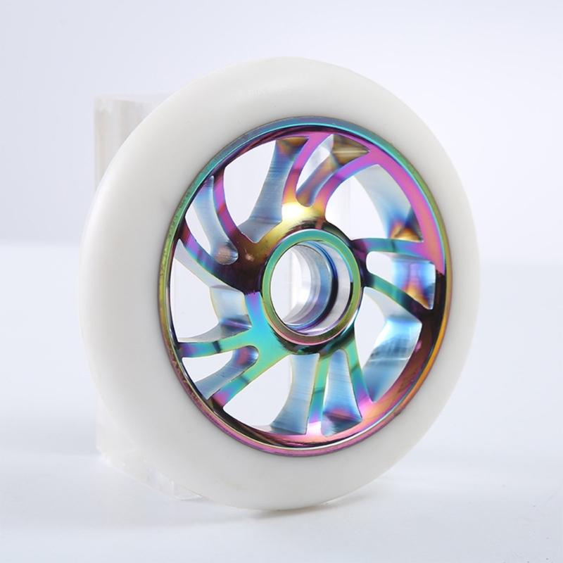 Professional 10cm Skateboard Wheel Premium Aluminum Alloy Rims PU Tires Precisions Bearing for Smooth Rolling Ridings