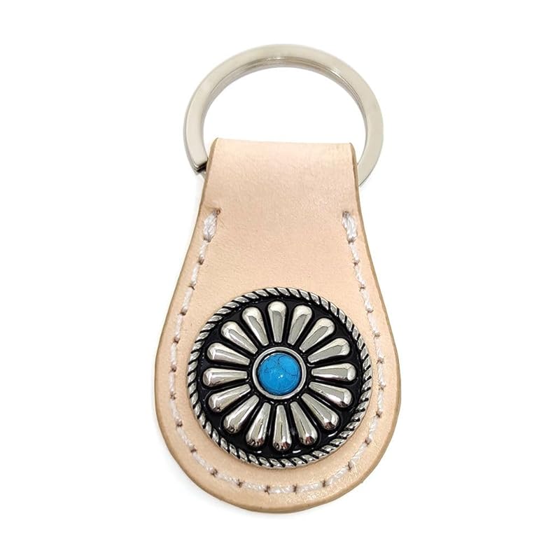 

[H.N.Z] men s key ring cowhide concho native key ring natural rclk-001d