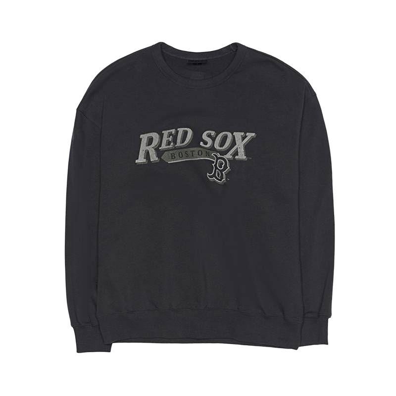 MLB RED SOX Sweatshirts Unisex Charcoal Gray Crew Neck Moderate 3AMTV0554-43CGS XS