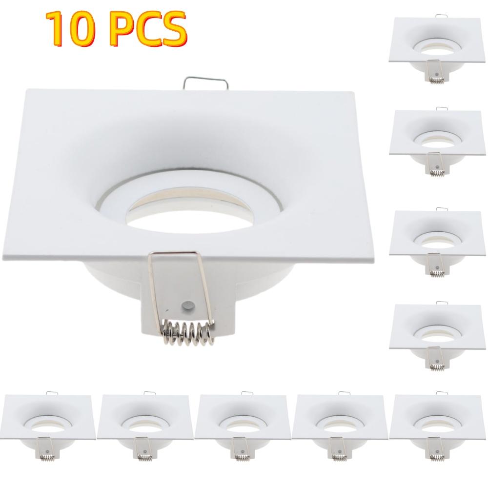 5/10 Pcs Round Square Recessed Ceiling Lights Frame Fittings GU10 Fixture Holder Led Down Lights Accessories 85/90mm Holder Base