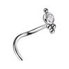 Decorative Titanium Nose Ring With White Premium Zirconia - Tn-030 0.8/6.5