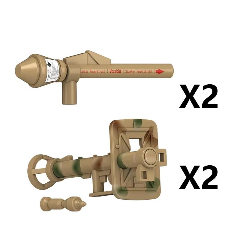MOC WK2 Militärische Ausrüstung Baustein Set Soldat Waffe Kugel RPG Rakete Waffen Kiste Motorrad Barriere Zaun Ölfass Baustein Spielzeug
