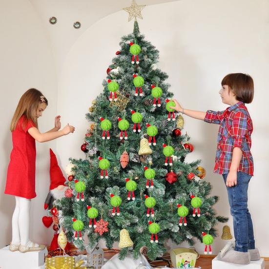 6Pcs Christmas Tree Pendant Striking Design Furry Christmas Furry Ball Decoration Hanging Ornament Seasonal Home Accents