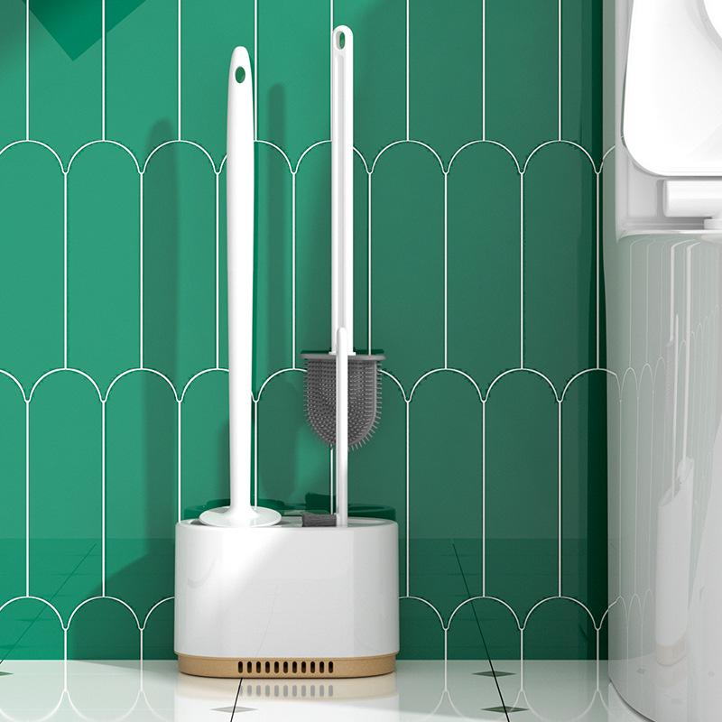 Wall-Mounted 3-in-1 Drainable Toilet Brush Set for Bathroom Corner Cleaning