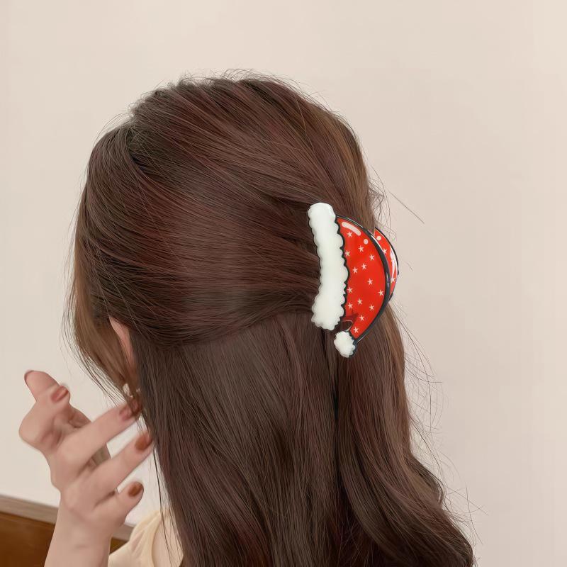 Sponka do vlasů Santa Claus Sněhulák - Sladká vánoční kreslená sponka drápek dárek