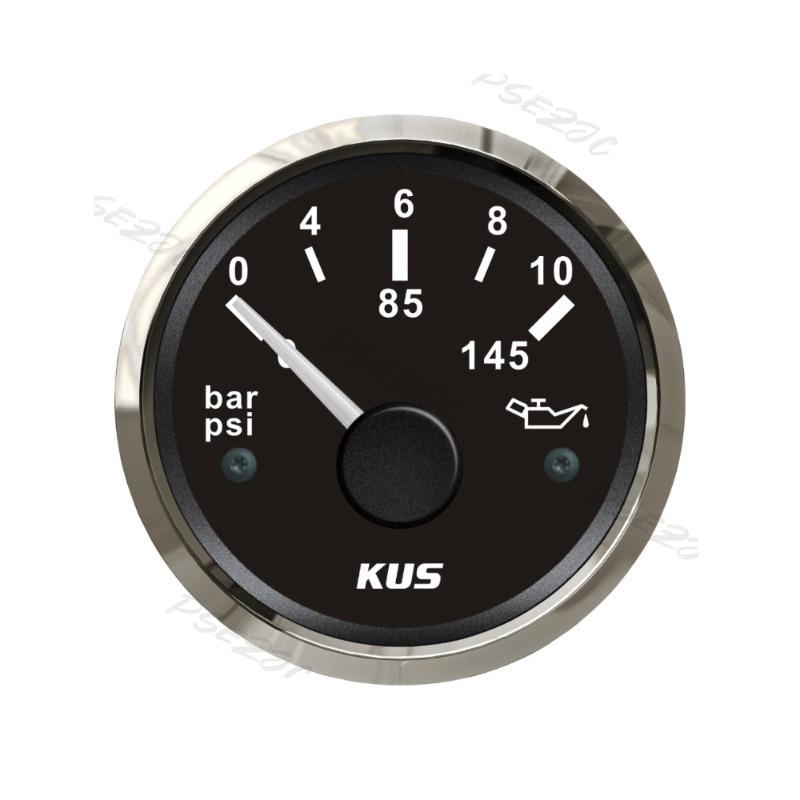 Instrument Car Oil Pressure Gauge 5bar 10bar 52mm Ship Car RV Universal Model with Night Light
