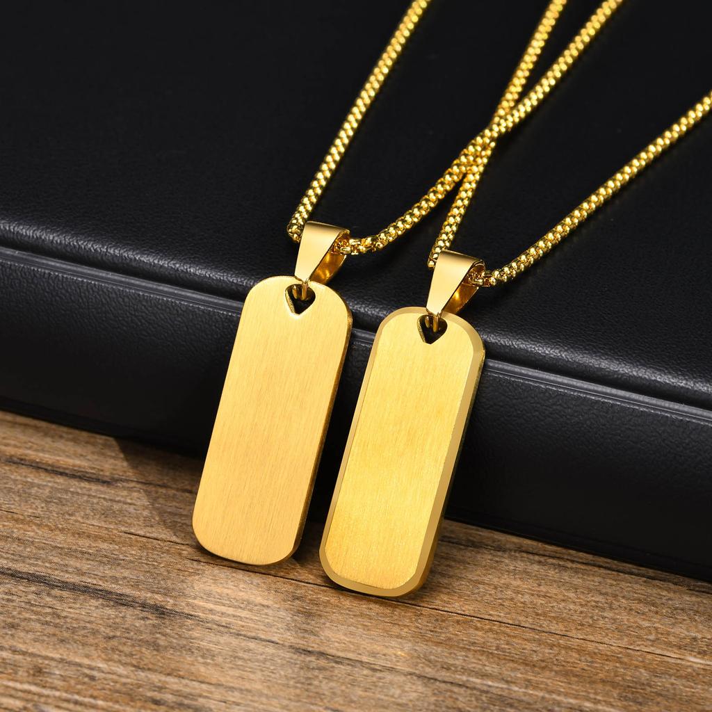 Collares Personalizados con Letra Inicial A-Z para Hombres Niños, Colgante de Barra Vertical de Acero Inoxidable Impermeable, Cadena de Caja 50/55/60cm