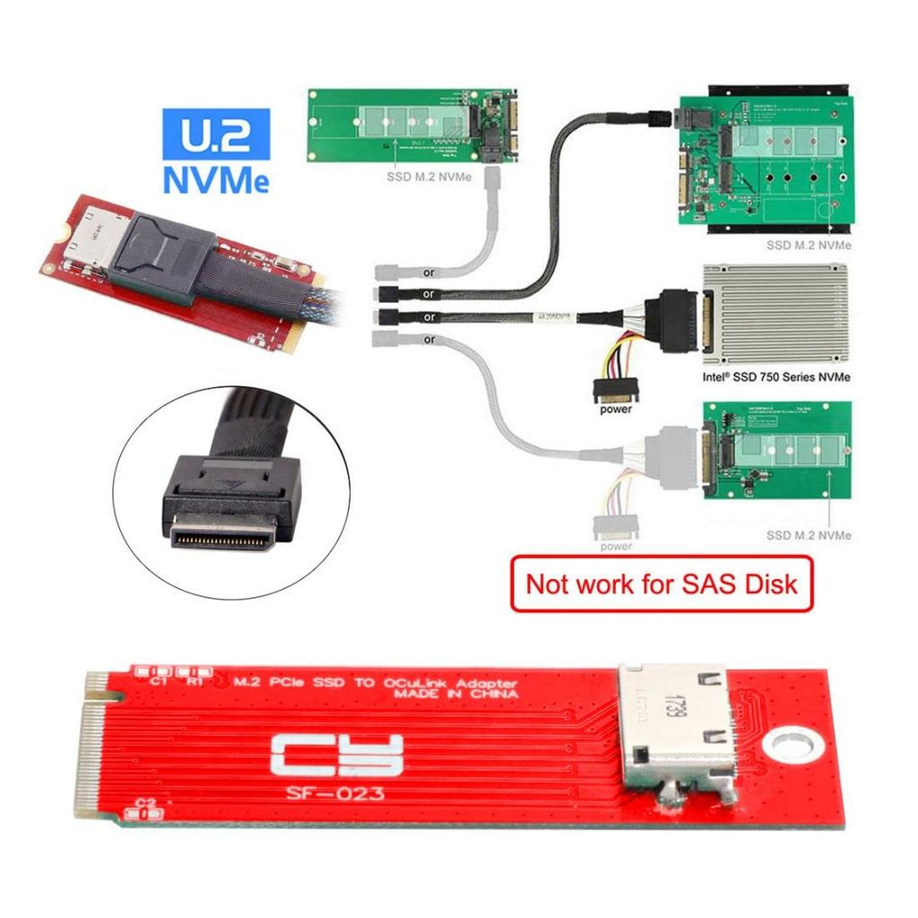 Chenyang Host To Oculink Adapter for 2260mm 2280mm PCIe Nvme SSD PCI-E 3.0 M.2 M-Key SFF-8612 SFF-8611