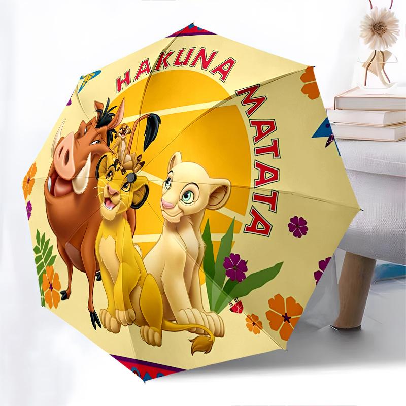 1 Auto Open Lion King Characters Themed Colorful 8-rib Portable Umbrella for Men and Women, A Compact Commuting Companion Suitable for Daily