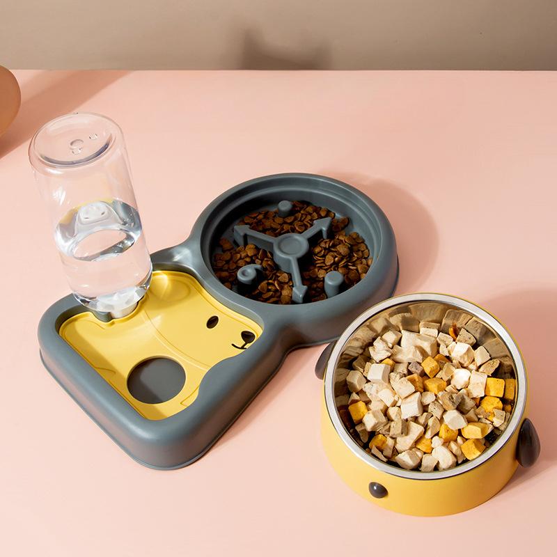 Dog Bowl Automatic Drinking Water Dog Food Bowl Anti-knock Over Cat Bowl Slow Food Bowl Dog Bowl Drinking Water Integrated Cat Bowl Pet Bowl