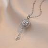 Women's Rotatable Key Pendant Necklace with Copper and Zircon