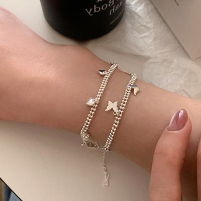 Love Butterfly Double Bracelet Female Gentle Sweet Cute Fashion Temperament Elegant Personality Versatile Bracelet Jewelry