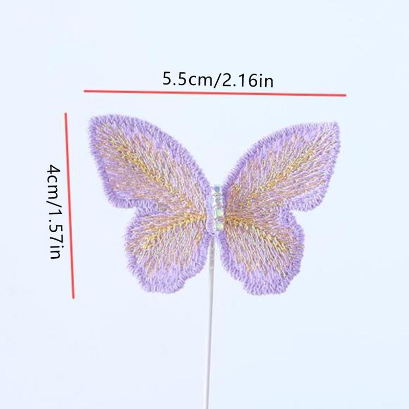 Embroidered Butterfly Diy Cake Dessert Decoration Birthday Party Decoration Supplies 5Pcs/Pack