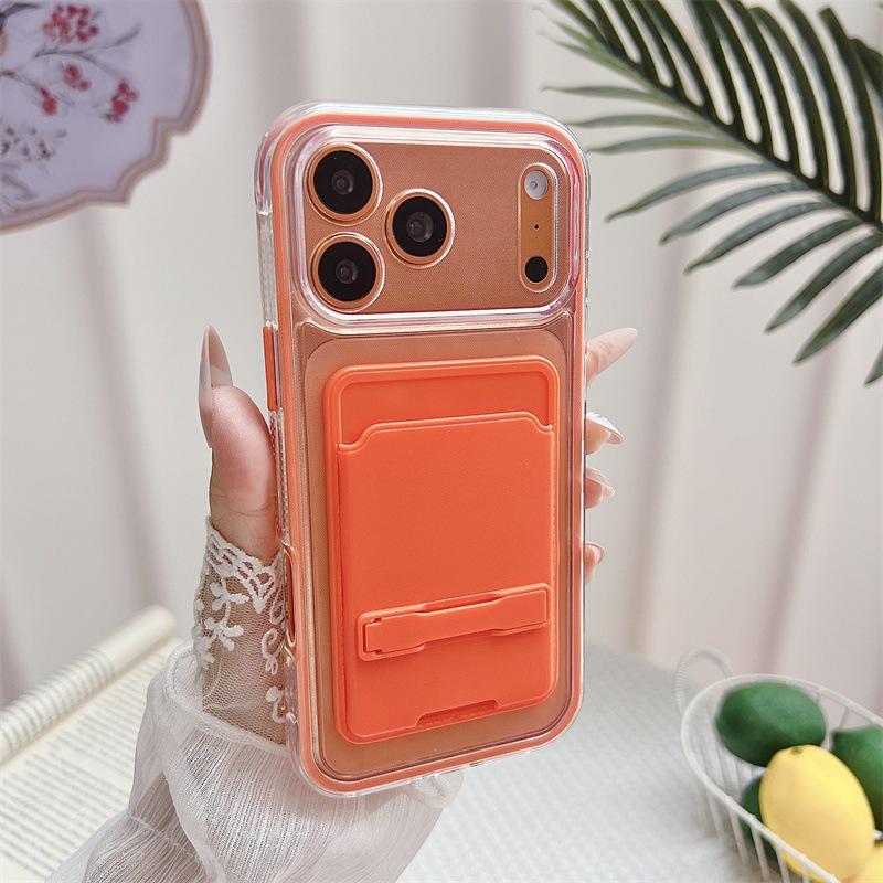 

iPhone 11 Protective Card Holder Case with TPU Slot, Compatible with 16 Pro Max 16 оранжевый