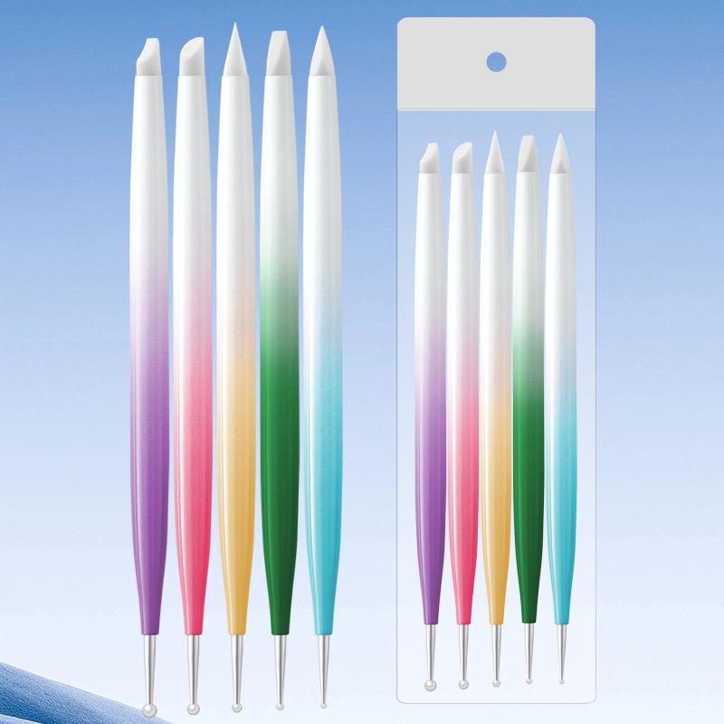 Nail Art Pen Set: Double-Ended Dotting & Rhinestone Tools, 5-Piece Brush Collection