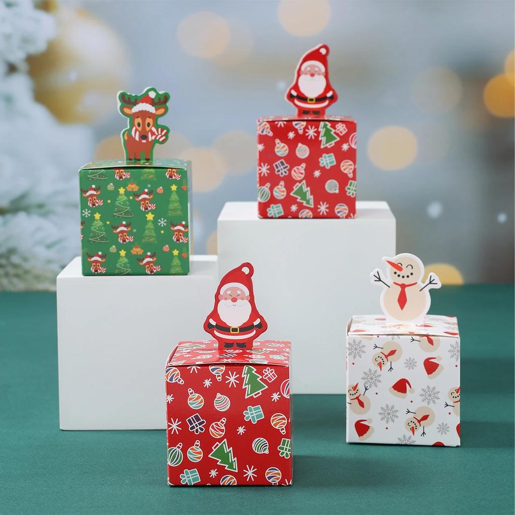 24pcs Candy Boxes Party Decoration Xmas Santa Claus Gift Boxes Navidad Natal New Year Christmas Gifts Packaging Boxes